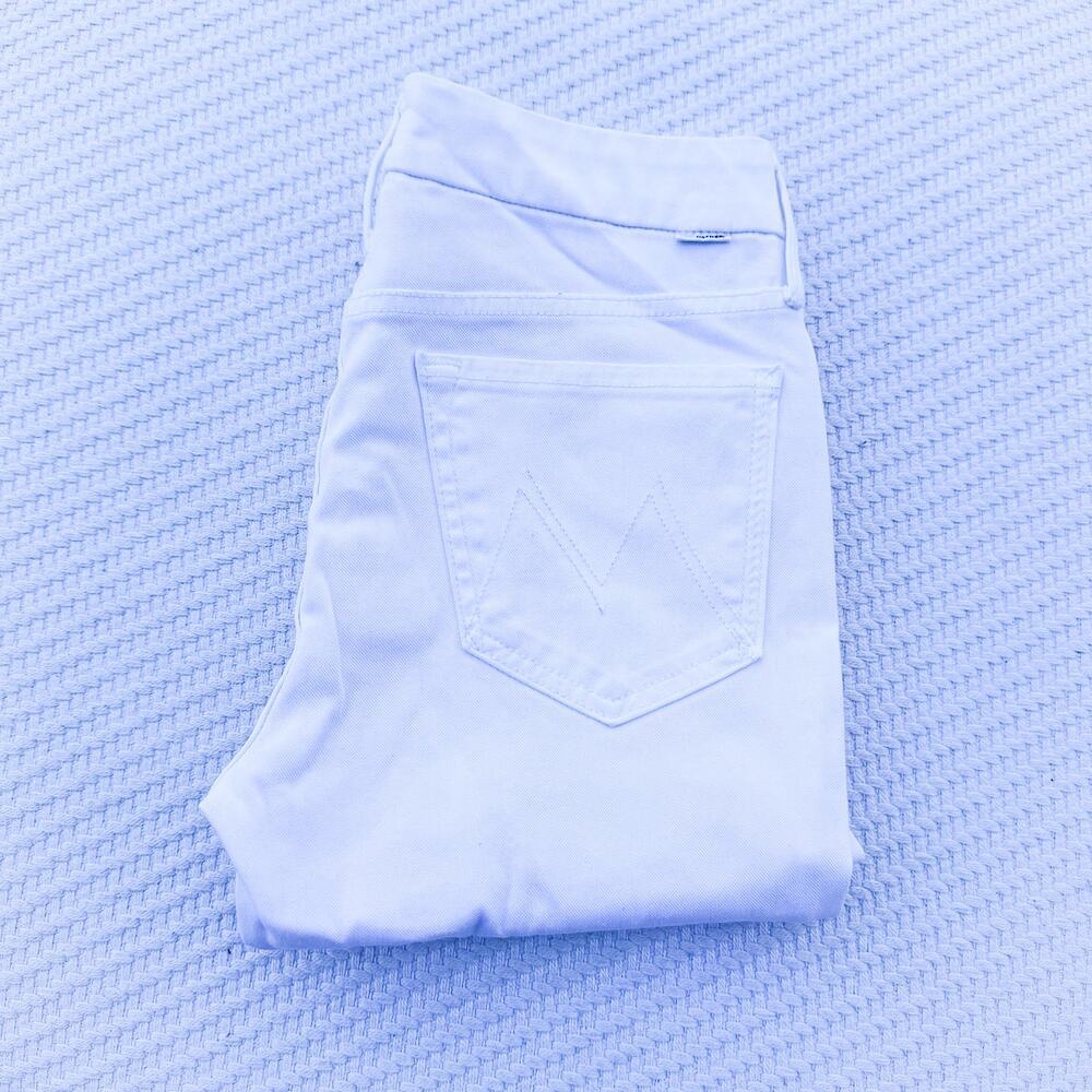 Mother Looker Ankle Fray Glass Slipper Raw Hem White Denim Jeans Size 27